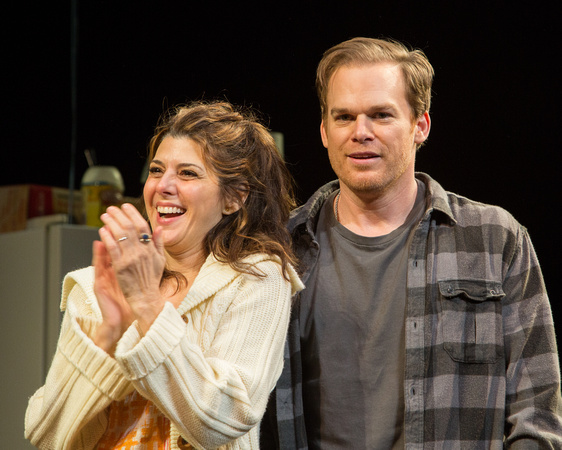 Marisa Tomei and Michael C. Hall attend the "The Realistic Joneses" opening night curtain call