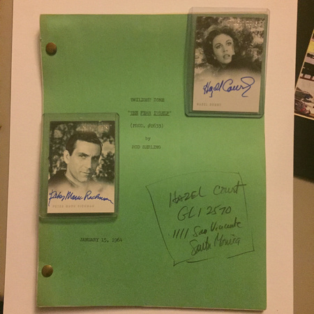 Peter Mark Richman's Twilight Zone Script- last filmed episode - Hazel Court's address on cover