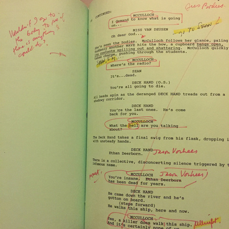F13th 8 script Tons of notes- when Jason was called Ethan & Movie was Ashes to Ashes to fool fans