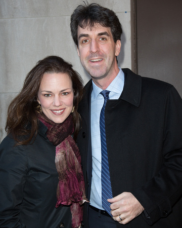 Georgia Stitt and composer Jason Robert Brown attend the Broadway opening night of "The Realistic Joneses" at The Lyceum Theater on April 6, 2014