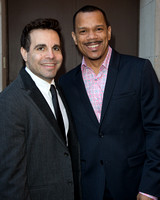 Comic Mario Cantone and Jerry Dixon attend the Broadway opening night of "The Realistic Joneses" at The Lyceum Theater on April 6, 2014