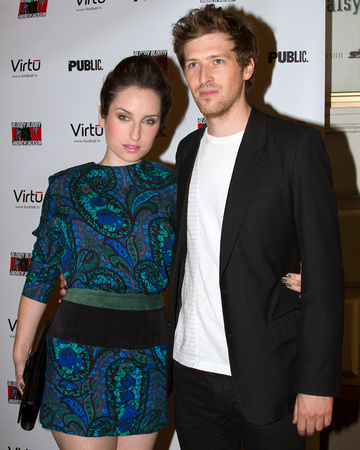 Daryl Wein and Zoe Lister-Jones pose at the Opening Night of "Bloody Bloody Andrew Jackson"